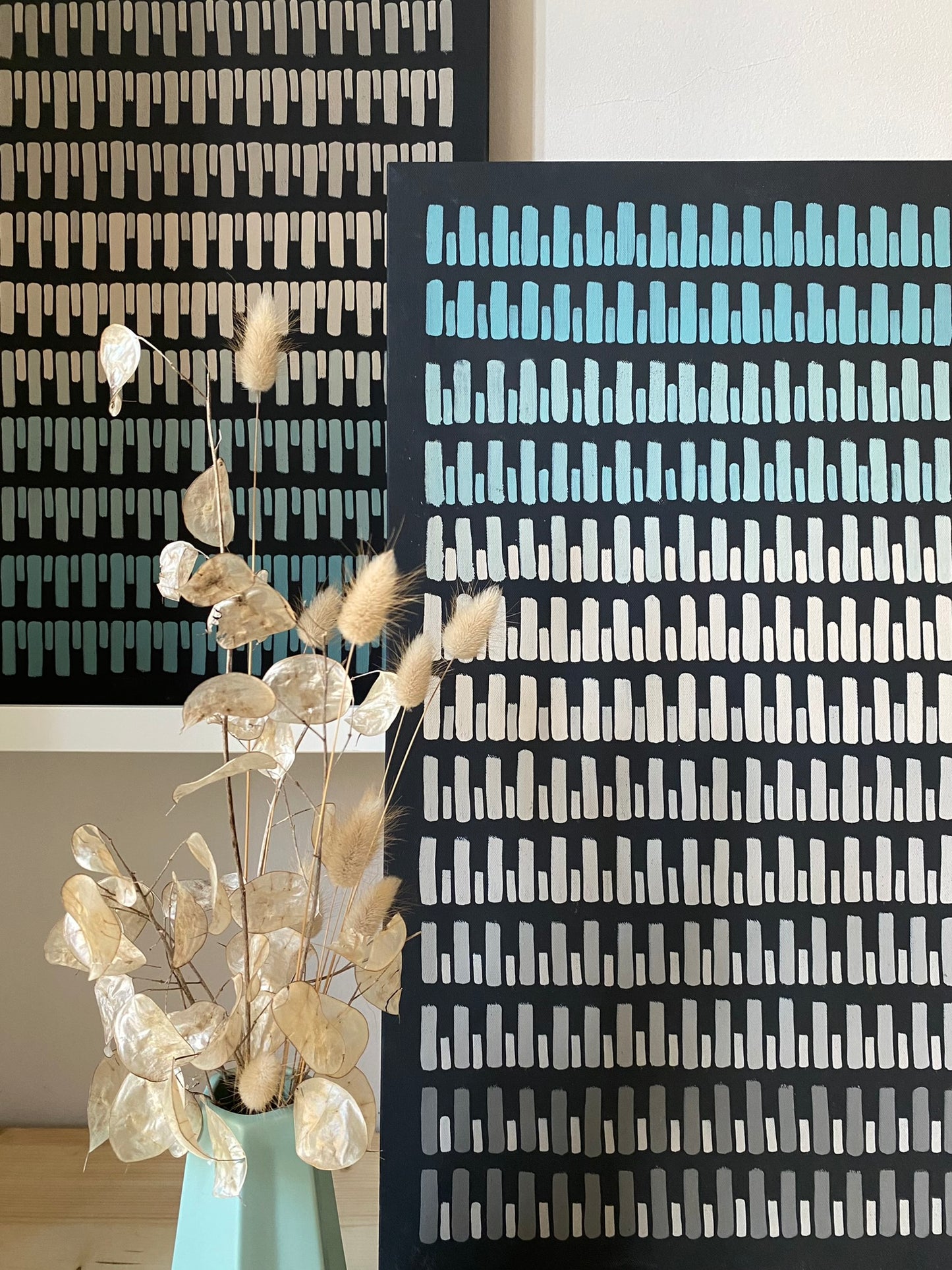 Dipinto UP AND DOWN verde rame