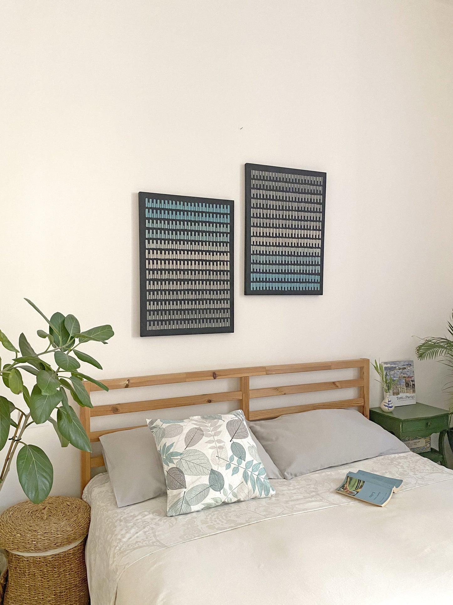 Dipinto UP AND DOWN verde rame