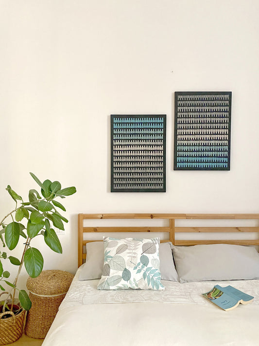 Dipinto UP AND DOWN verde rame